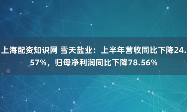 上海配资知识网 雪天盐业：上半年营收同比下降24.57%，归母净利润同比下降78.56%